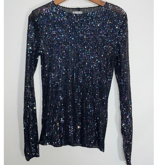 Free People Intimately Women’s Gold Rush Sequin Top - Size S - Black Combo Color - Picture 1 of 9